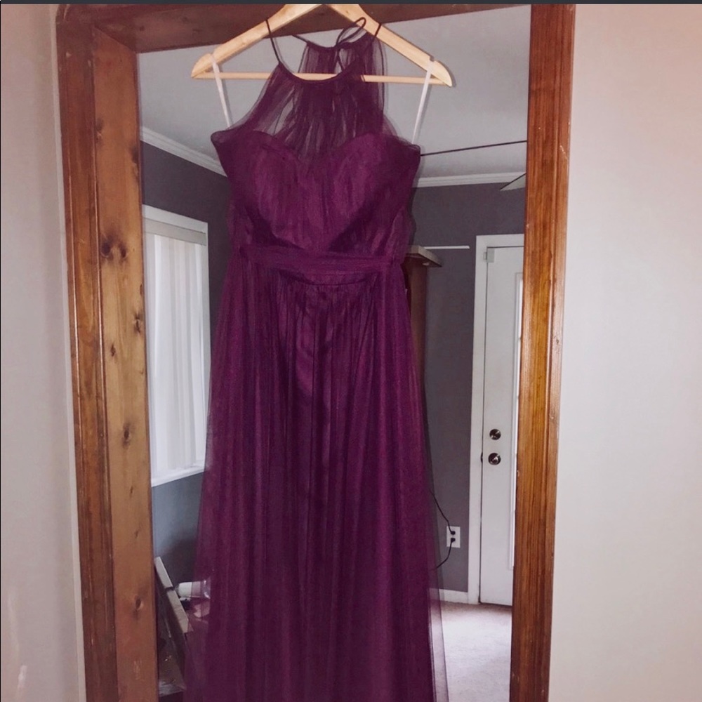 Sheer High Neck Bridesmaid Gown
